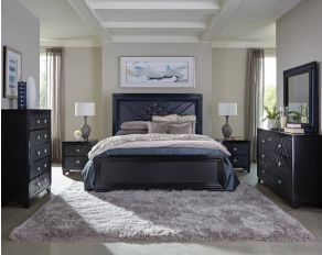 Penelope Upholstered Bedroom Set in Black And Midnight Star