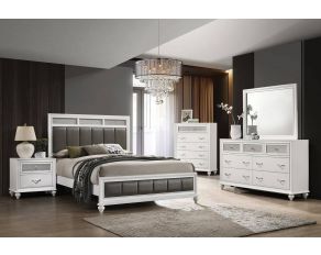 Barzini Upholstered Panel Bedroom Set in White