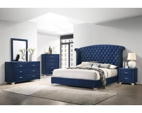 Melody Upholstered Bedroom Set in Pacific Blue