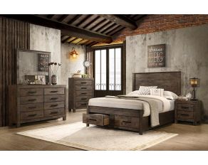 Woodmont Storage Bedroom Set in Rustic Golden Brown