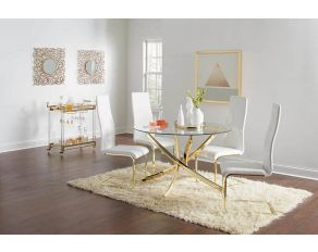 Chanel Pedestal Dining Room Set in Brass And Clear