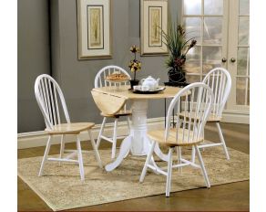 Dorsett Pedestal Dining Room Set in Natural Brown And White