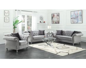 Frostine Living Room Set in Silver