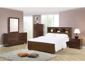 Jessica Bookcase Bedroom Set in Cappuccino