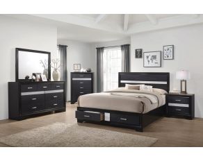 Miranda Panel Storage Bedroom Set in Black