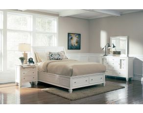 Sandy Beach Storage Sleigh Bedroom Set in White