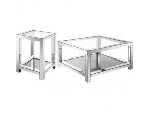 Occasional Square Table Living Room Set in Mirror