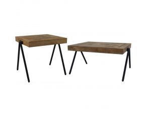 Rectangular Occasional Table Living Room Set in Natural Black