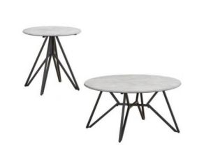 Occasional Round Table Living Room Set in Cement and Gunmetal