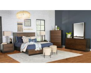 Azalia Platform Bedroom Set in Walnut and Black