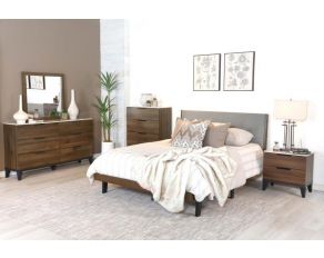 Mays Upholstered Platform Bedroom Set in Walnut