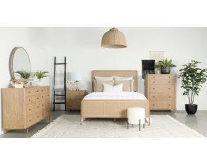 Arini Panel Bedroom Set in Sand Wash and Natural Cane