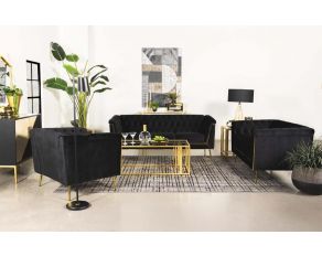 Holly Living Room Set in Black and Gold