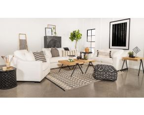 Ashlyn Upholstered Sloped Arms Living Room Set in White