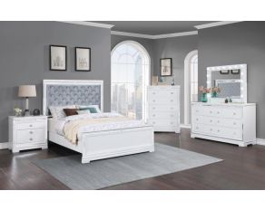 Eleanor Upholstered Bedroom Set in White and Silver