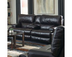 Catnapper Wembley Power Lumbar and Flat Reclining Console Loveseat in Chocolate