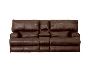 Catnapper Wembley Power Lumbar and Lay Flat Reclining Console Loveseat in Walnut