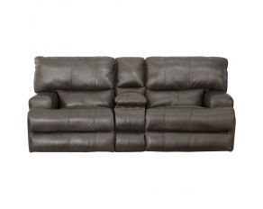 Catnapper Wembley Power Lumbar and Lay Flat Reclining Console Loveseat in Steel