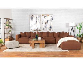 Jennifer Sectional Living Room Set in Terracotta