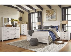 Willowton Sleigh Bedroom Collection in Whitewash