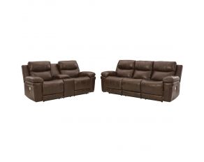 Edmar Power Reclining Living Room Set in Chocolate Brown