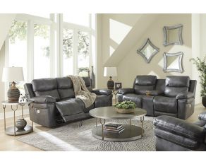 Edmar Power Reclining Living Room Set in Charcoal Gray