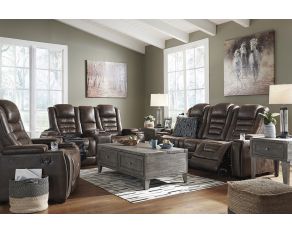 Game Zone Power Reclining Living Room Set in Bark