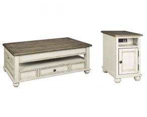 Realyn Lift Top Occasional Table Set in White and Brown