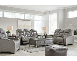 The Man-Den Power Reclining Living Room Set in Gray