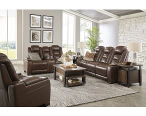 The Man-Den Power Reclining Living Room Set in Mahogany