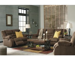 Ashley Furniture Tulen Reclining Living Room Set in Chocolate