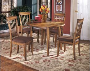 Berringer Round Drop Leaf Dining Set in Rustic Brown