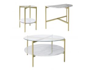 Wynora Occasional Table Set in White and Gold