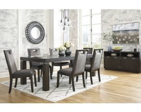 Hyndell Rectangular Dining Set in Dark Brown