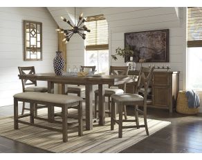 Moriville Counter Height Table Set in Grayish Brown