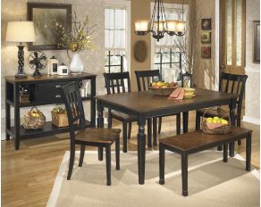 Ashley Furniture Owingsville Rectangular Dining Table Set in Black/Brown