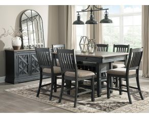 Tyler Creek Counter Height Dining Room Set in Black and Gray