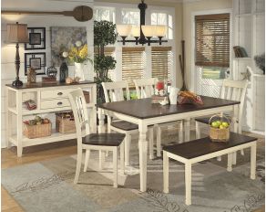 Whitesburg Rectangular Dining Room Set in Brown and Cottage White