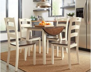 Woodanville Drop Leaf Dining Room Set in Cream and Brown