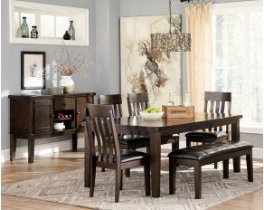 Haddigan Rectangular Dining Room Set in Dark Brown