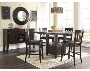 Haddigan Counter Extendable Dining Room Set in Dark Brown