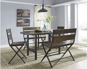 Kavara Counter Height Dining Room Set in Medium Brown