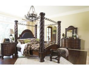 North Shore Poster with Canopy Bedroom Collection in Dark Brown