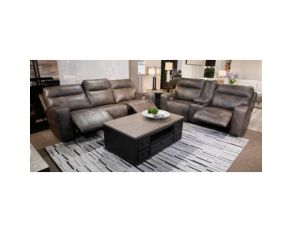 Game Plan Power Reclining Living Room Set in Concrete