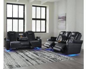 Center Point Reclining Living Room Set in Black