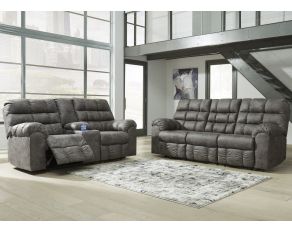 Derwin Reclining Living Room Set in Concrete Gray