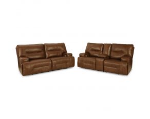 Francesca Power Reclining Living Room Set in Auburn