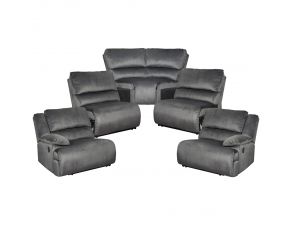 Clonmel 5-Piece Reclining Sectional with 2 Armless Chair in Charcoal