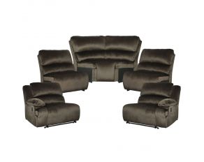 Clonmel 5-Piece Reclining Sectional with 2 Armless Chair in Chocolate