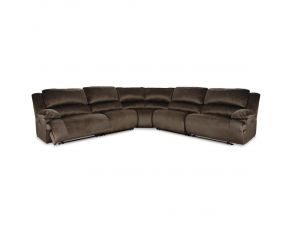 Clonmel 5-Piece Power Reclining Sectional with 2 Armless Chair in Chocolate